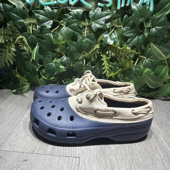 Crocs Blue Leather Islander Pitcrew Sport Boat Shoes Mens US Size 7 Womens 9 main image 5